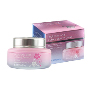 Увлажняющий крем для лица FARMSTAY HYALURONIC ACID & CHERRY BLOSSOM CREAM 55ml